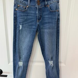 Kendall & Kylie High Rise Blue Distressed Jeans